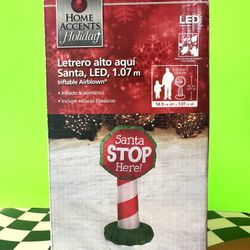 Airblown inflatable SANTA STOP HERE by Gemmy