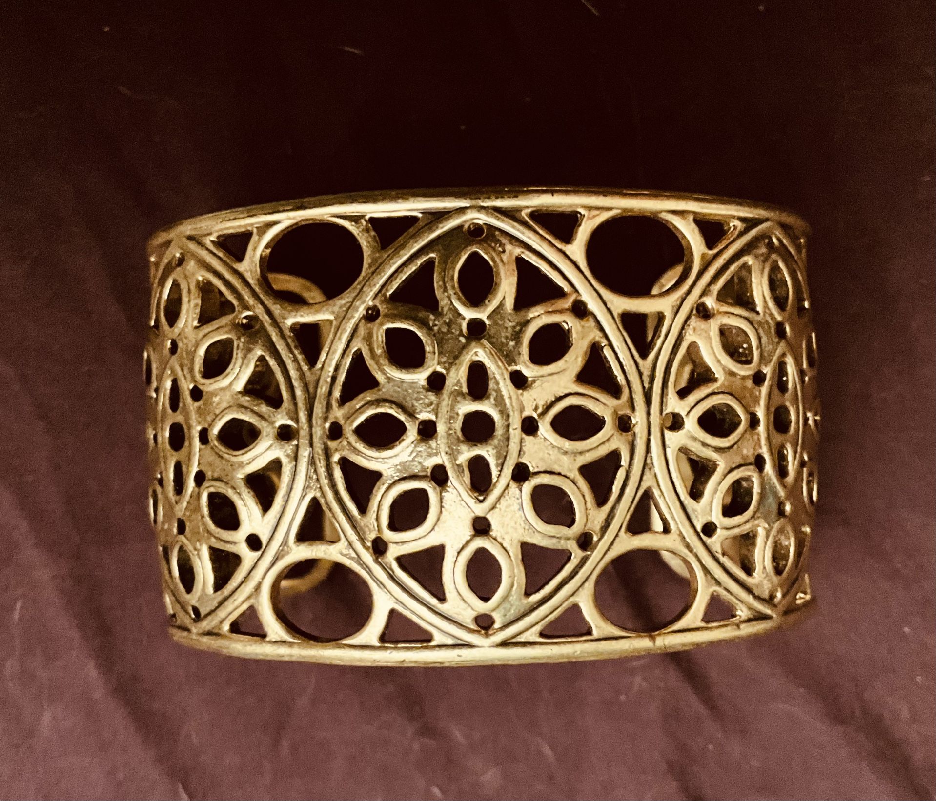 Lucky Brand Filigree Flower Cuff Bracelet Sz Med