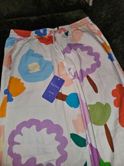 ​NWT Chouyatou Colorful Abstract Floral Print Drawstring Lounge Pants - Size L