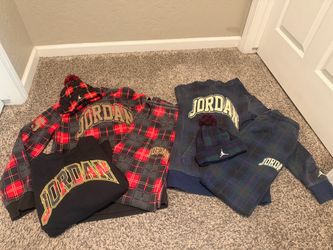Boys jordan sweats outfits with matching beanie