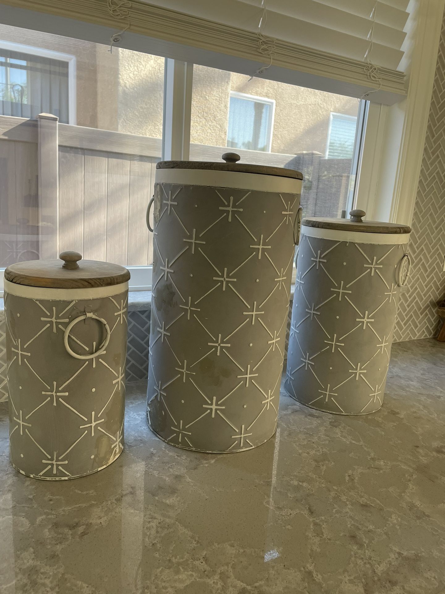 3 Rustic Chippy Canisters