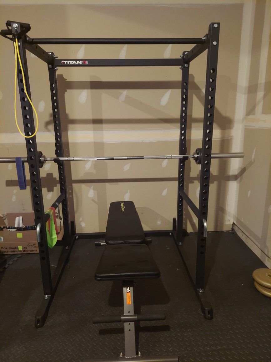 Titan Squat Rack, Barbell, Weight Plates, Misc Fitness Equipment 