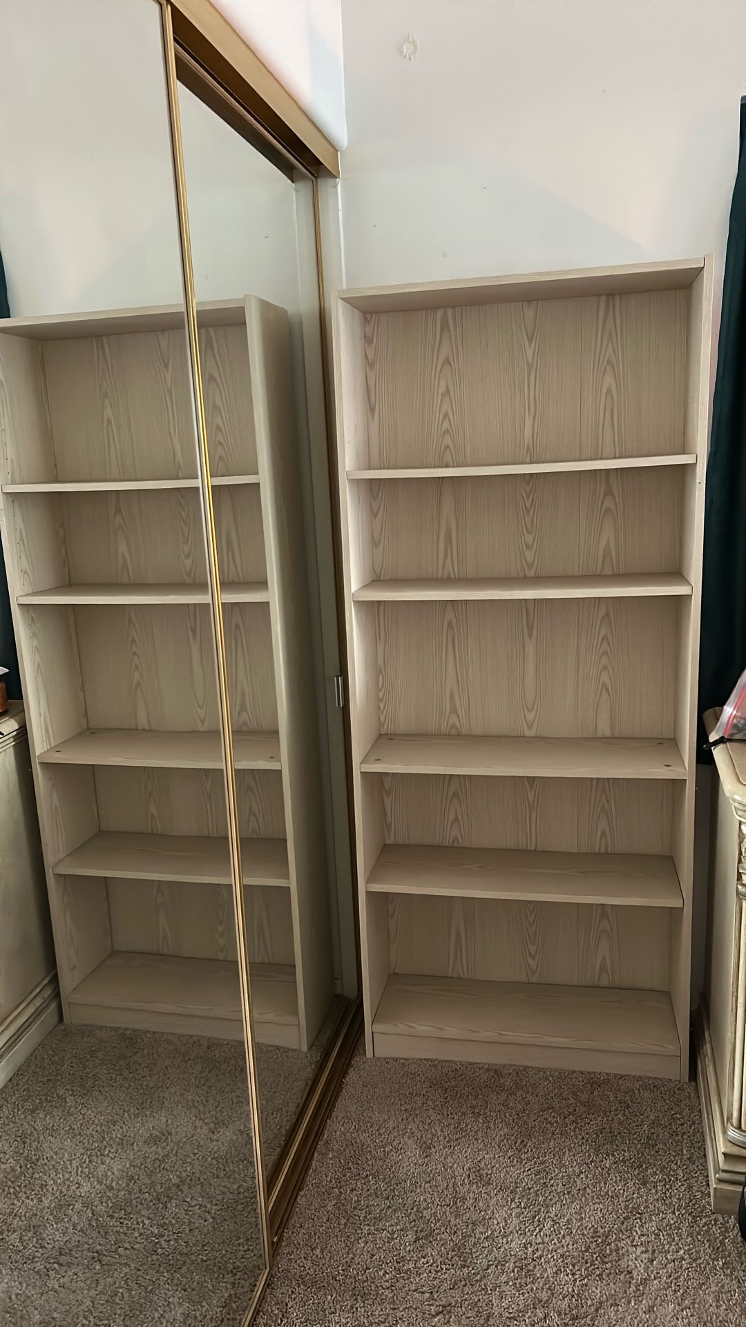 5 Shelf White Washed Wood Bookcase