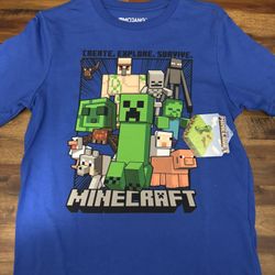 Minecraft Attack Squad Boys Mojang Blue Short sleeve NWT