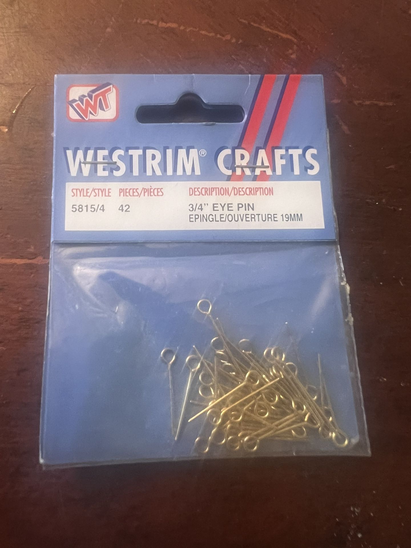 Westrim Crafts 3/4” Eye Pins – Pack of 42 Gold-Tone Jewelry Findings