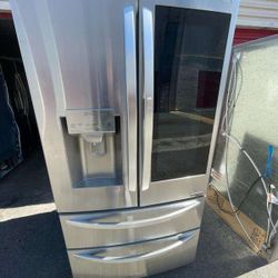 LIKE NEW !! LG INSTAVIEW STAINLESS STEEL DOOR IN DOOR 4 DOOR SMART REFRIGERATOR 