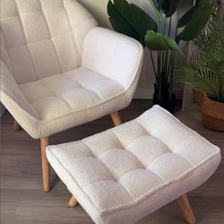 White Accent Chair With Ottoman 
