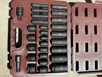 28 PIECE 1/2" DRIVE SAE 6 POINT ADV STANDARD AND DEEP IMPACT SOCKET SET