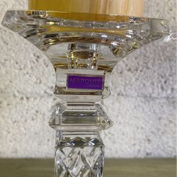 2 Waterford Marquis Crystal Candle Stick Pillar Holder,Valentine Day Gift For Mom, Romantic Dinner 8” Heavy Glass,