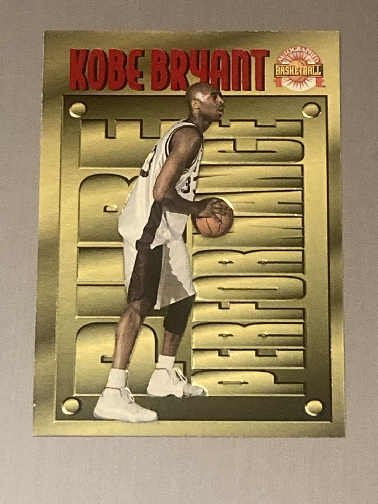 Kobe Bryant 1996-97 Scoreboard GOLD Pure Performance Embossed Rookie sports card