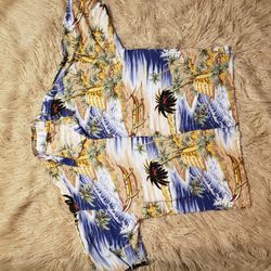 Rare 90's Hawaiian Shirt • Pineapple Moon (X2L) 100% Rayon 