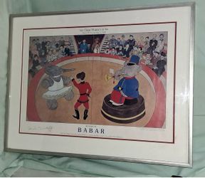 1984 Babar 50 Years San Diego Museum Art Exhibition Poster Framed Signed