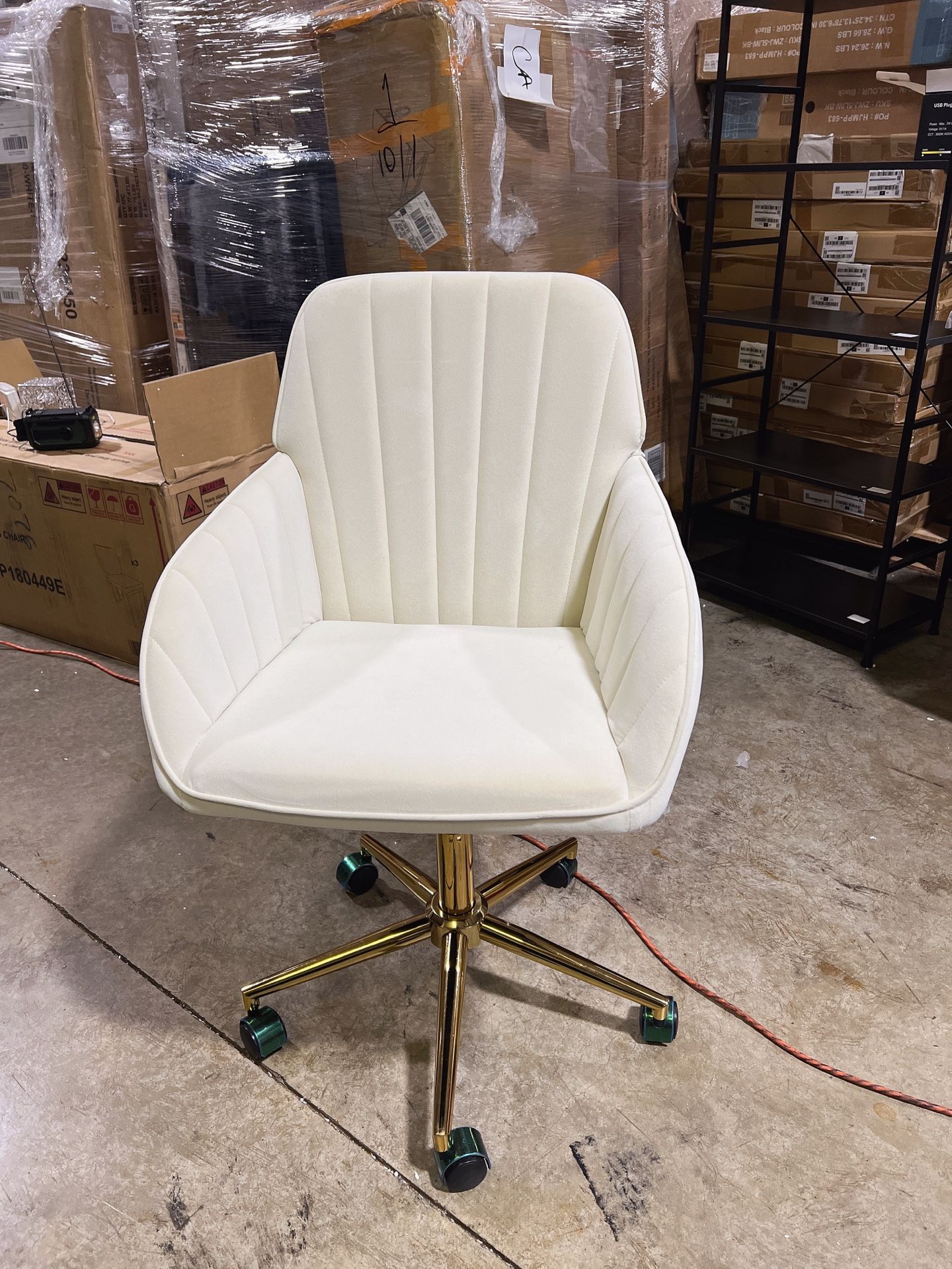 Beautiful color matching, simple and fashionable 🌈🌈 Office Desk Chair with Wheels and Gold Base,Modern Height Adjustable 360 Degree Swivel Upholster