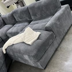 Only A Few Sets Left!!!! Order Now!!! Extra Large Grey Corduroy Modular Sectional 6 Piece Set Brand New In Box Firm Price $1,180