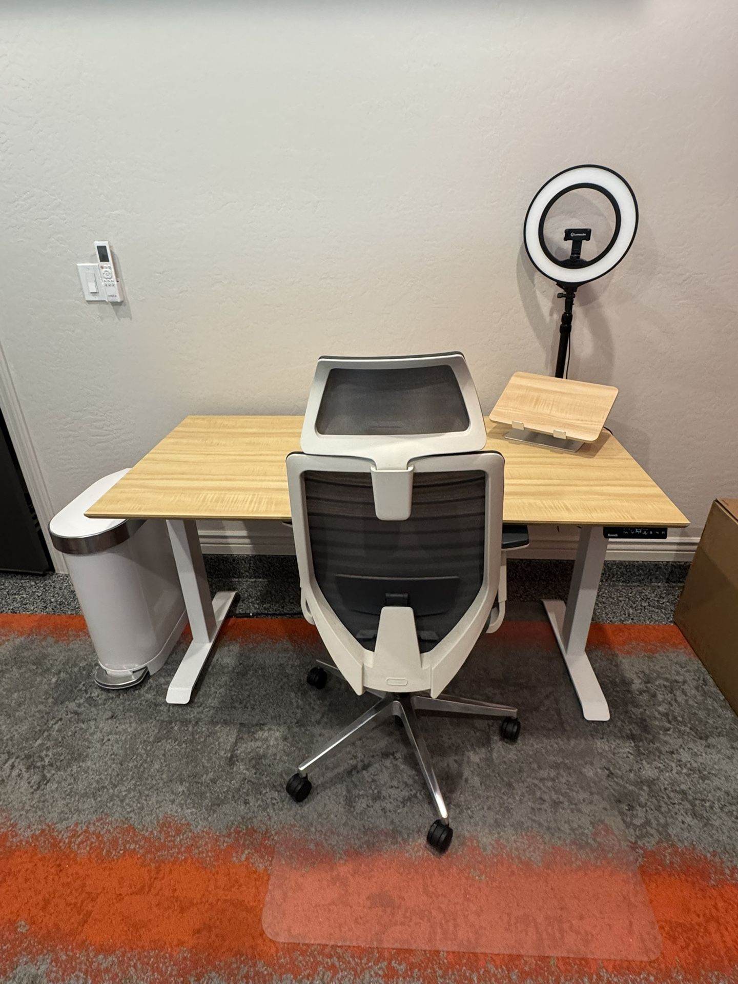 Office Furniture. Standing Desk, Chair, Credenza And Table With 2 Chairs