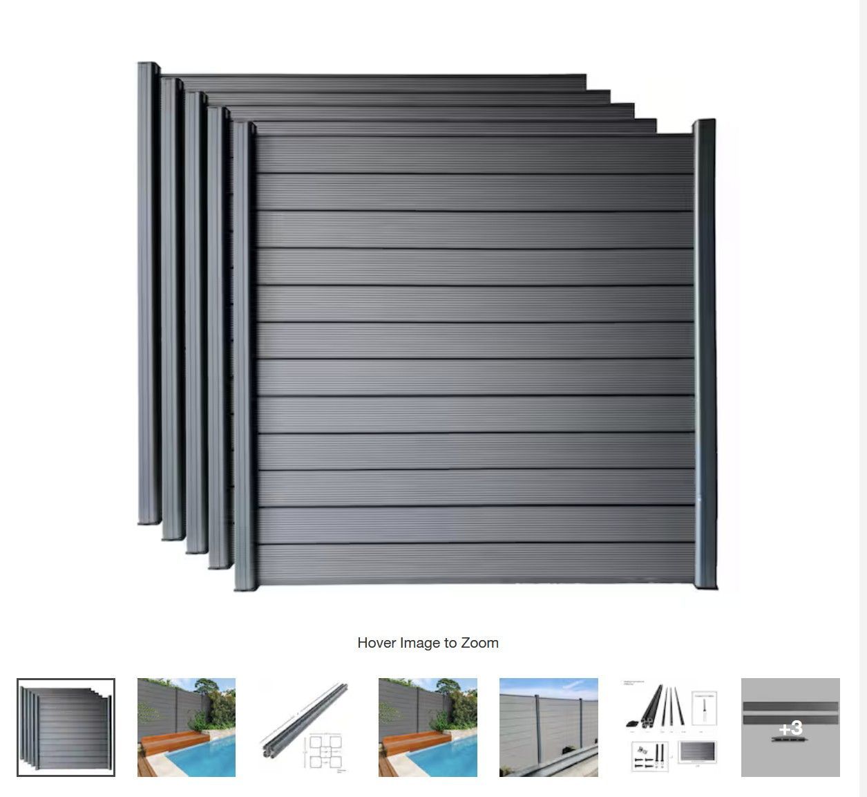LH EP Gray WPC Composite Fence Panels 30ft