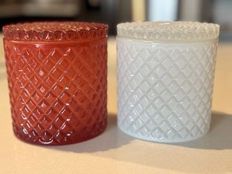 Diamond Cut Glass Candle Jars with Lids – Set of 2