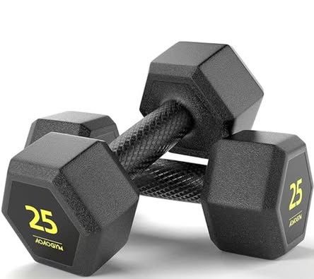 NEW 25LB Pair of Hex Dumbbells, PVC Encase Coating, Free Weight Dumbbell Set for Strength Training
