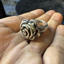 Sterling Silver Rose Flower Statement Ring , Thailand Made (.925), Size 9