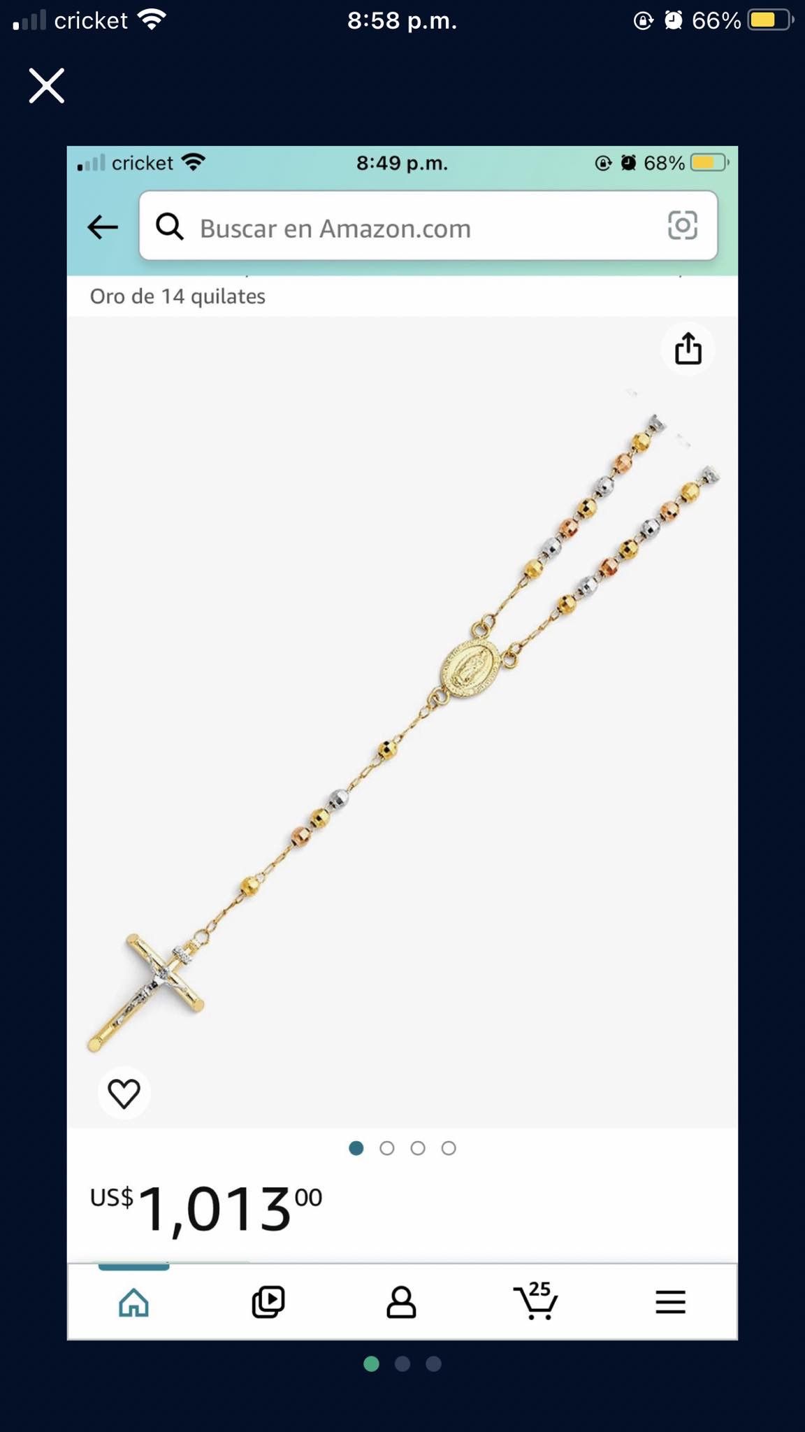 17” 3mm Rosario- Real 14k Tri-color Gold