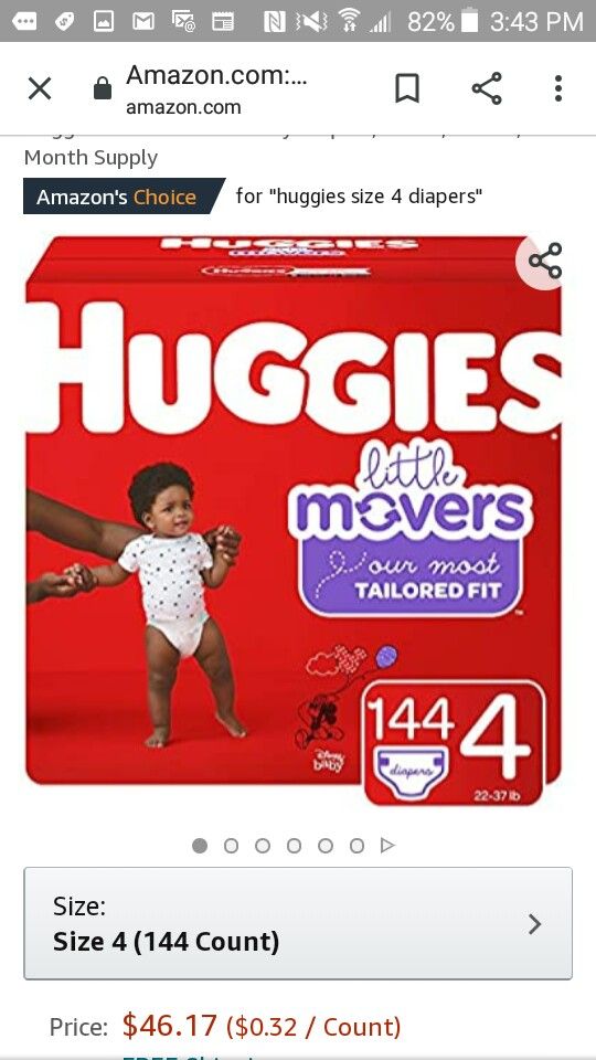 Huggies movers size 4 144 count ( 4 in stock) Section front display)