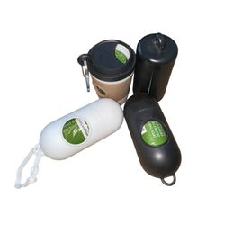 AMAZON BASICS DOG WASTE BAG DISPENSER LOT OF 4 WITH NEW BAG ROLLS LEASH CLIPS