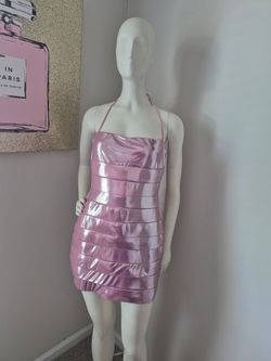 Pink sequin metallic dress