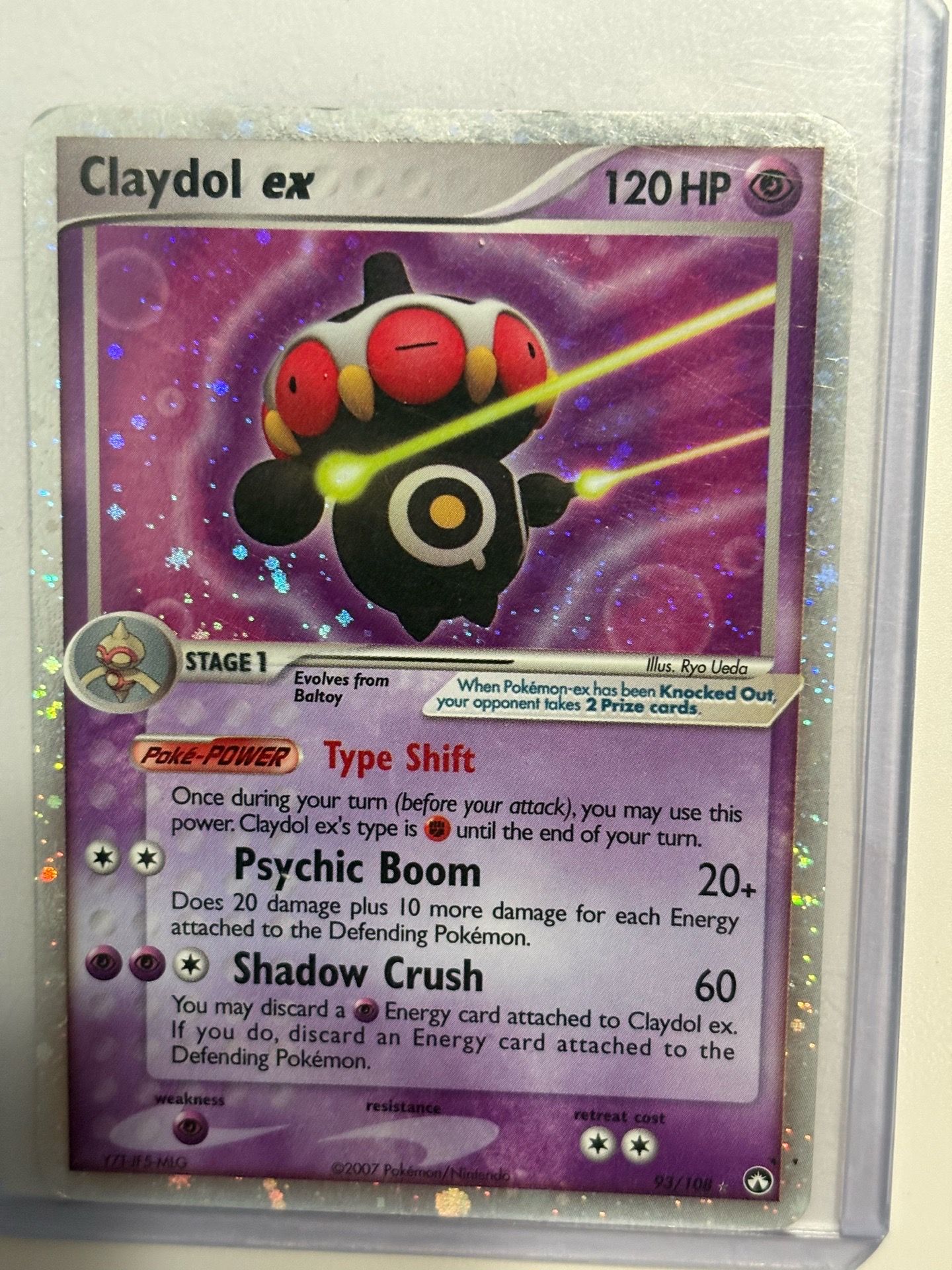 claydol ex pokemon card 2007 holo damaged