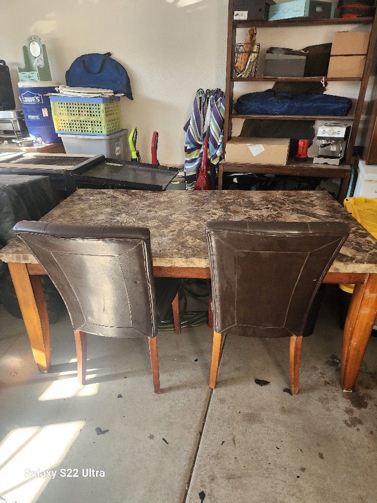 6 Piece MARBLE TOP DINING TABLE