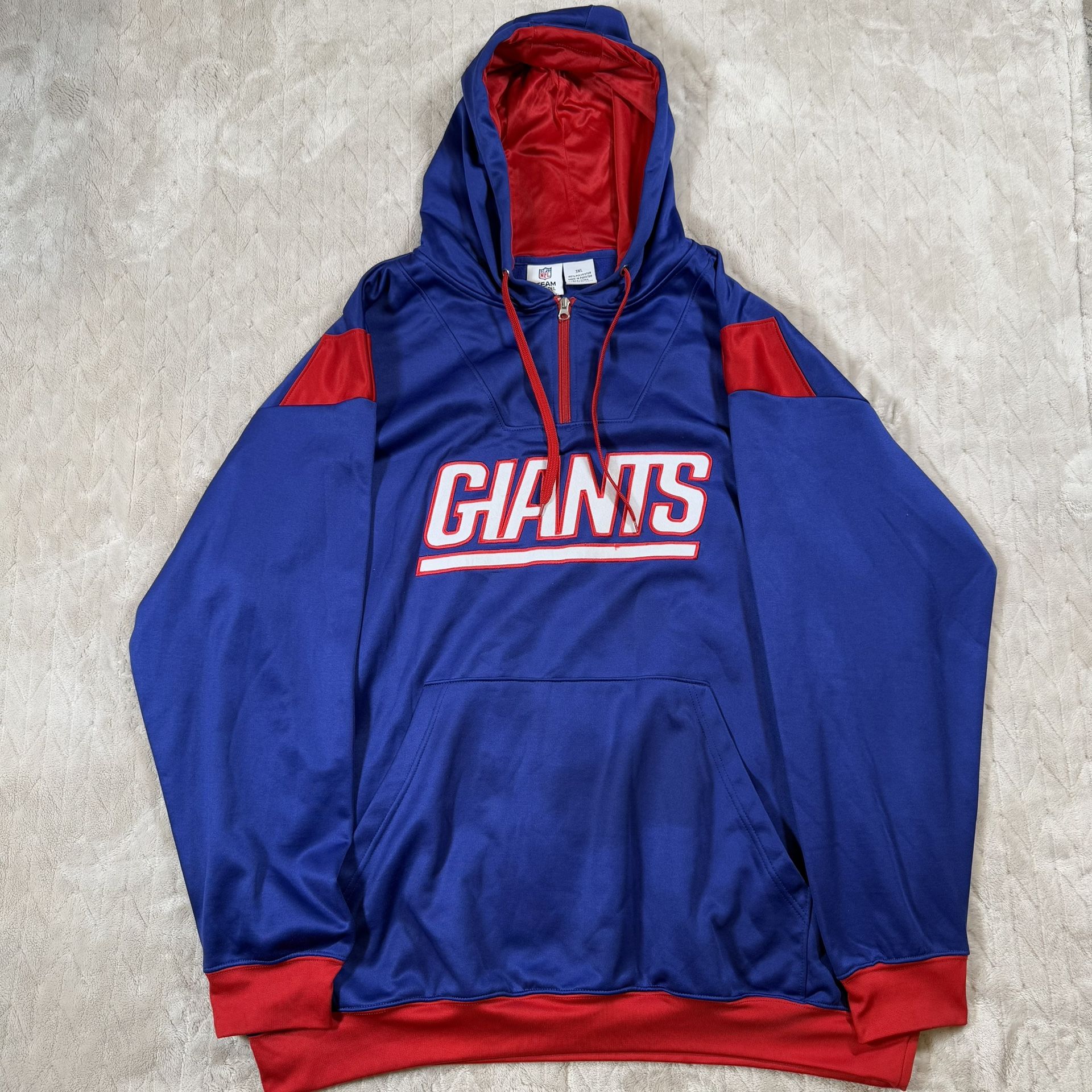New York Giants 1/4 Zip Pullover Hoody Sweatshirt - Blue Men’s 3XL