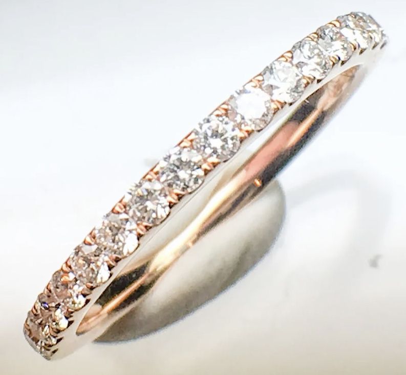 Rose Gold Half Infinity Diamond Wedding Ring Size 10.5