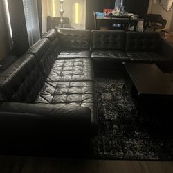 Black Leather Sectional 