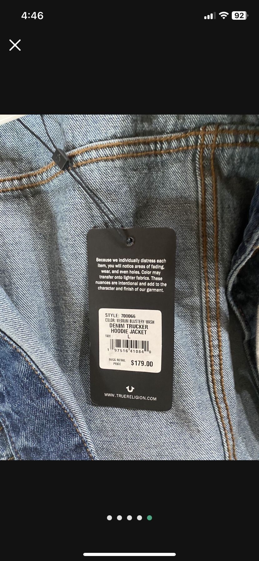 True Religion Denim Trucker Hoodie Jacket