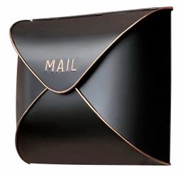 NACH Wall Mount Mailbox Black Copper Metal Outdoor Mail Box Large Waterproof