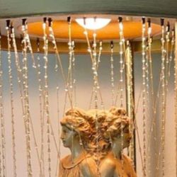 Vintage 1970s Oil Rain Lamp With Rare Three Goddesses - Works! 