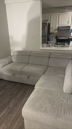Couch with pull out and ottoman