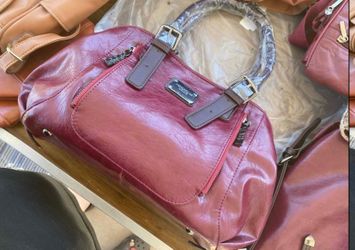 Red Leather Handbag with Silver Hardware