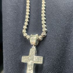 1ct diamond Tennis necklaces with 3ct Princess Cut diamond cross