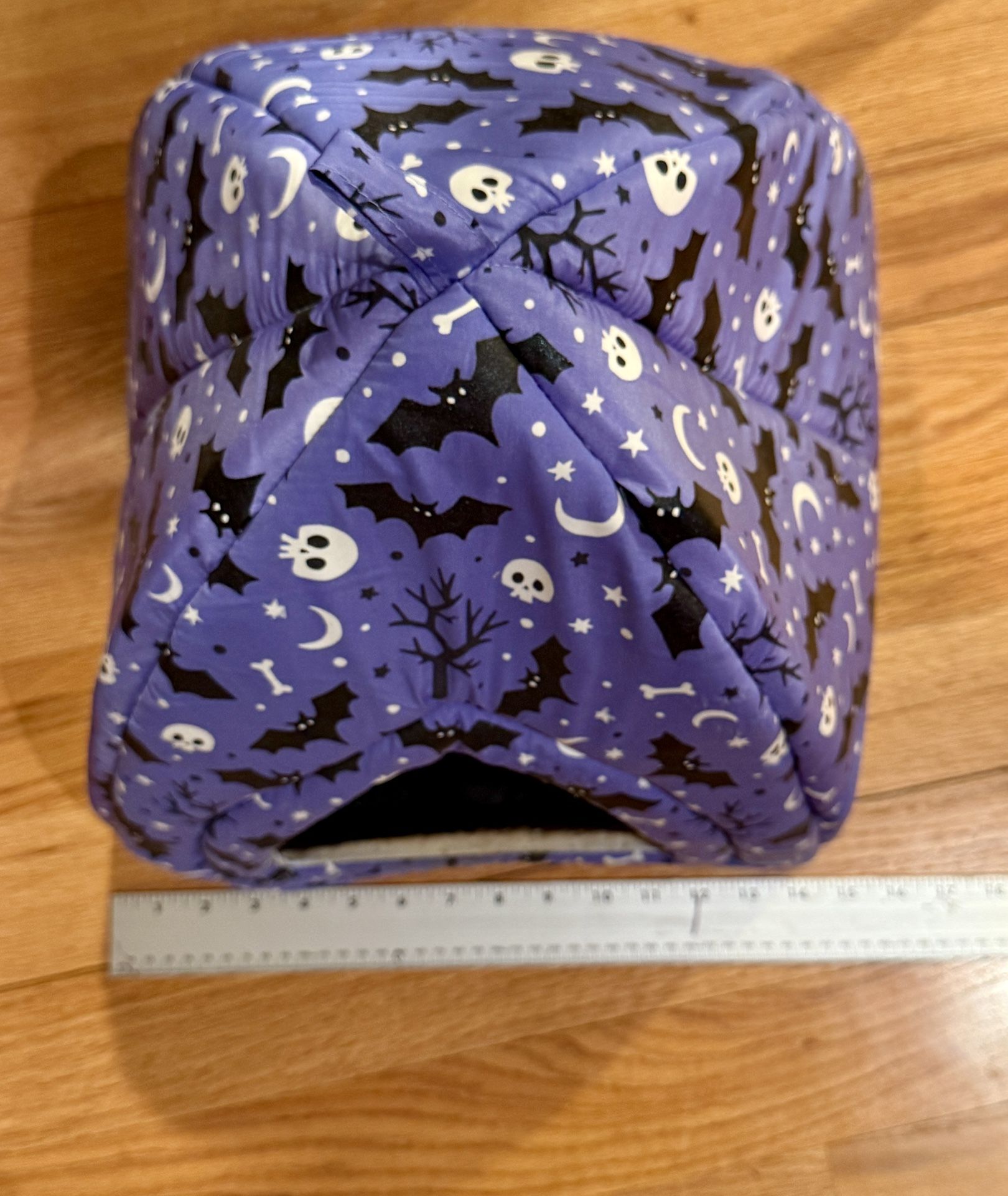 $5 Halloween Themed Purple Cat Cave Bed - Kitty House - Skulls Bats Moons - Kitten Cave