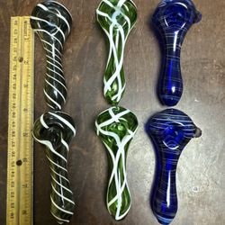 Lot Of 6  New Tobacco Smoking Glass Pipes