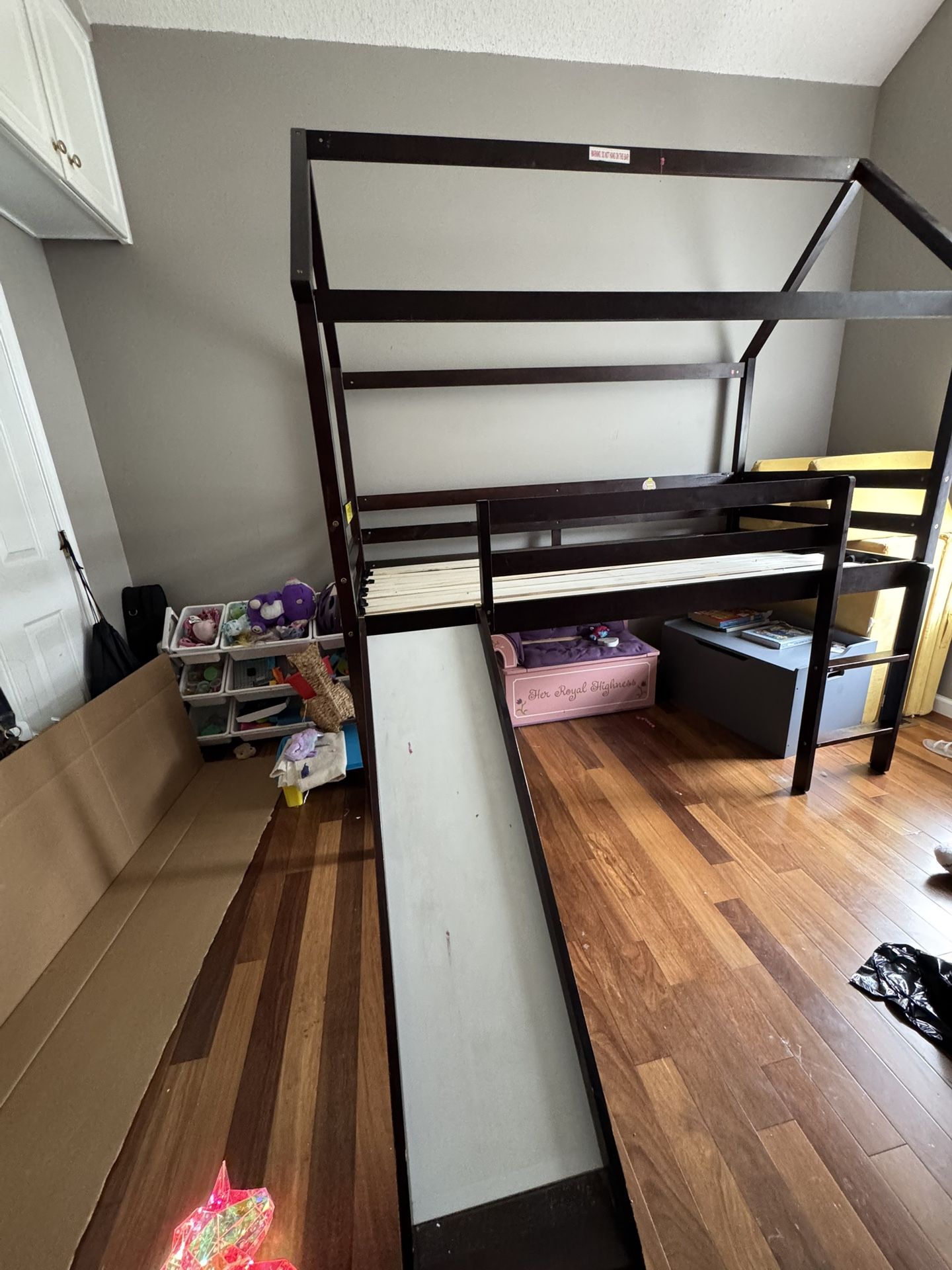 Twin Loft House Frame Bed With Slide And Safety Rail Good Condition