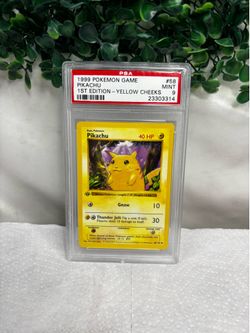 1999 Pokemon Game 1st Edition Yellow Cheeks Shadowless #58 Pikachu PSA 9 MINT