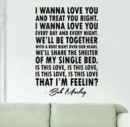 PRE MADE Wall Decal Home Decor Bob Marley Music
