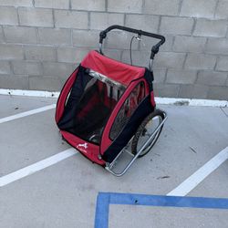 Double Baby Bike Trailer Stroller Bicycle Jogger Swivel Wheel  Shock Absorption