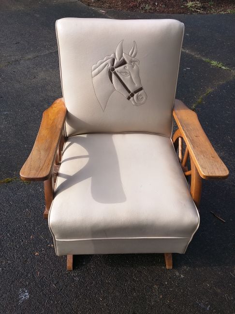 Vintage Western Wagon Wheel Horse Rocking Chair by Westwood Corp