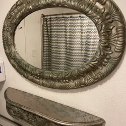 Antique Home Interiors Mirror And Shelf Set