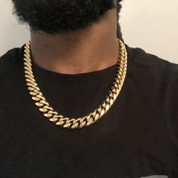 14k Miami Cuban link chain - solid gold plated $99 amazing quality 22 Inches And 14mm