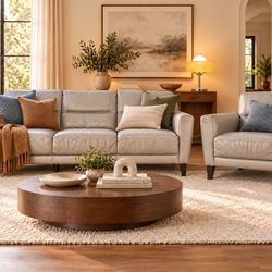 Natuzzi Genuine Leather Sofa + Chair Set | $5K+ Retail π Delivery Available