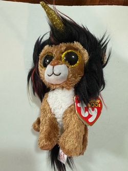 RAMSEY UNICORN LION. TY BEANIE BOOS. 6" PLUSH