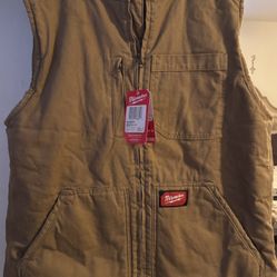 Milwaukee Men's X-Large Brown Heavy-Duty Sherpa-Lined Vest with 5-Pockets